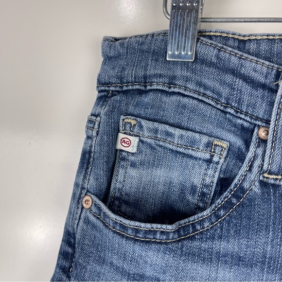 AG Jeans Mari High Rise Slim Straight Jeans Raw Hem Size 32 Blue - Picture 4 of 10